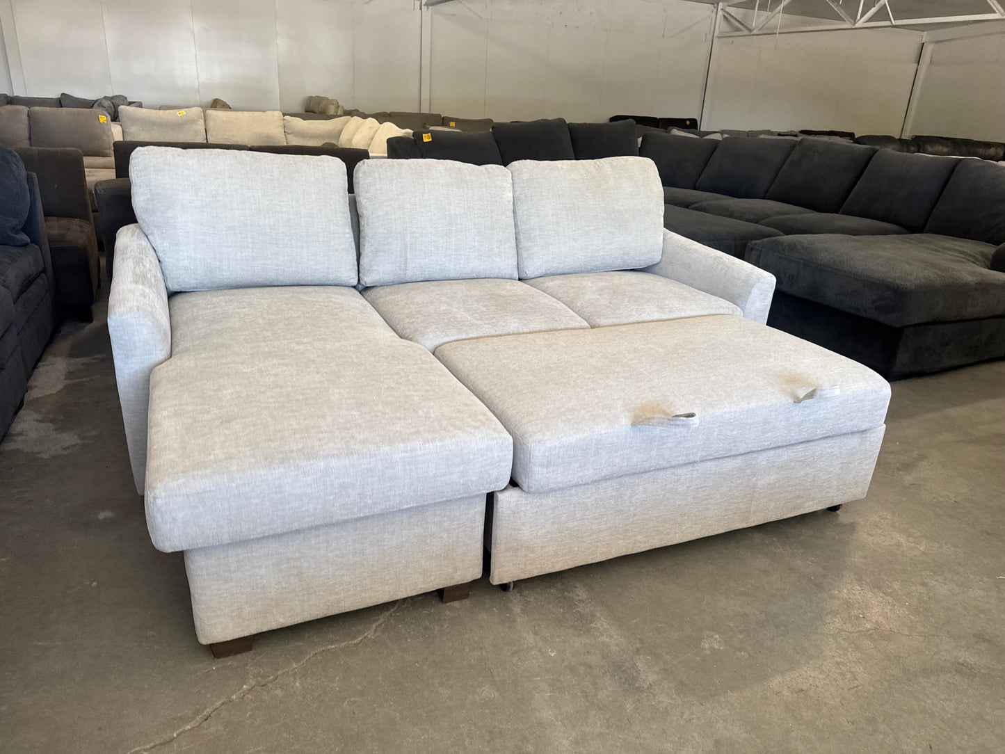 Beige Coddle Cameron Convertible Sleeper Sofa with Storage Chaise