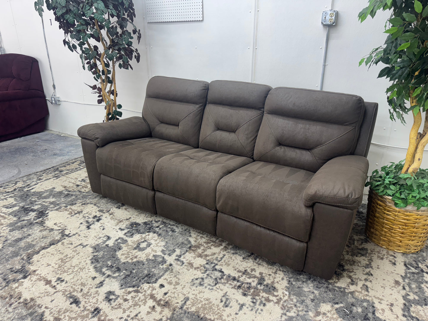 Brown Microfiber Electric Reclining Couch