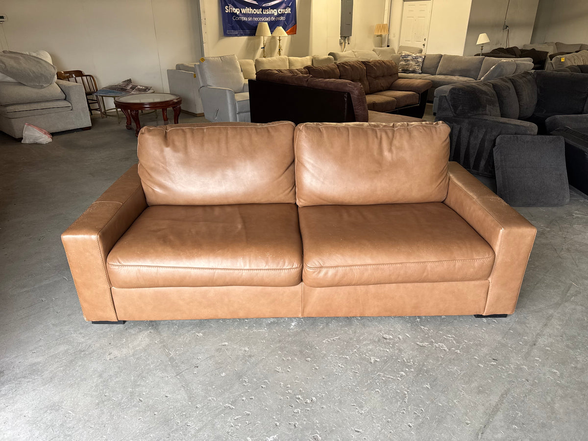 Camel Brown Leather Couch