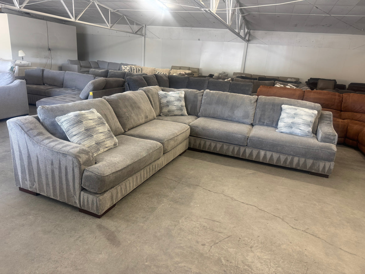 Deep Seated Gray L-Shape Sectional Couch