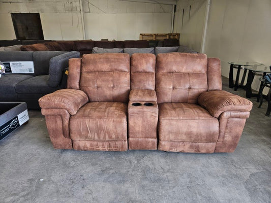 Reclining Loveseat - Brown Microfiber Dual Rocking Recliner