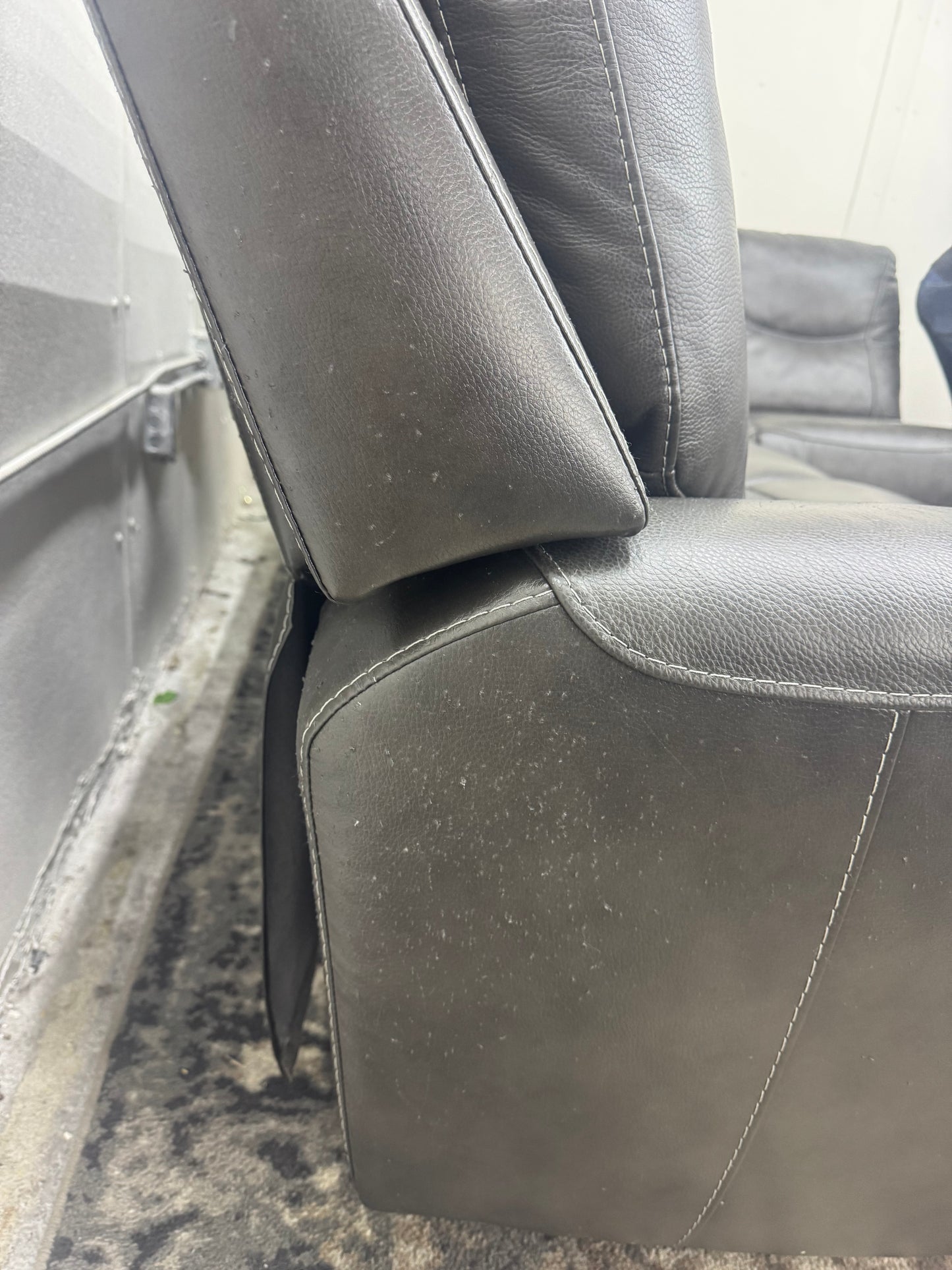 Charcoal Gray 5-Piece Modular Leather Sectional w/ Dual Manual Recliners