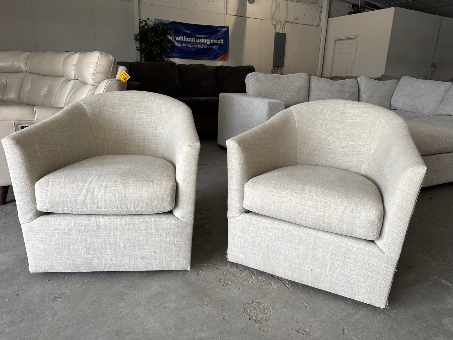 Designer Beige Swivel Chairs (Set of 2)