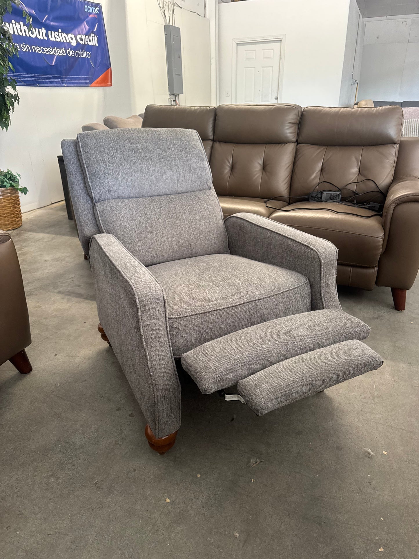 Gray Fabric Pushback Recliner