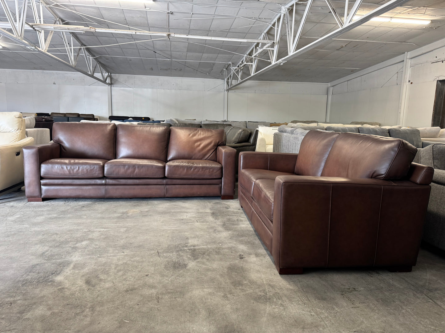 Brown Top Grain Leather Sofa & Loveseat Set