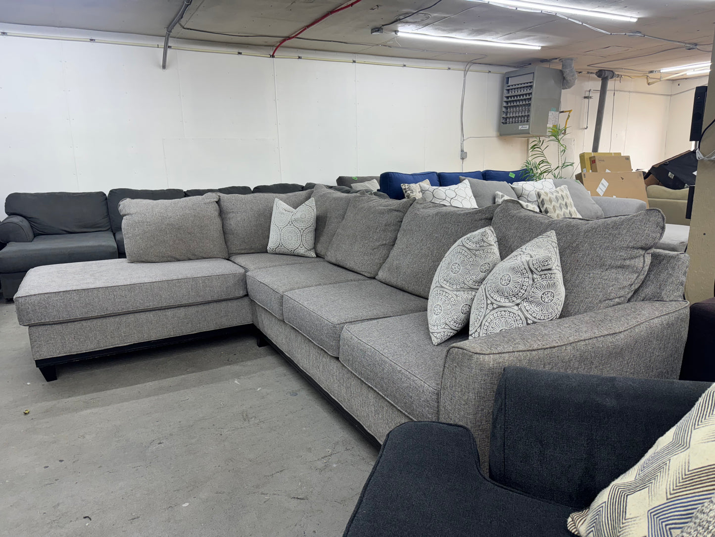 Large Light Gray L Shape Sectional Couch