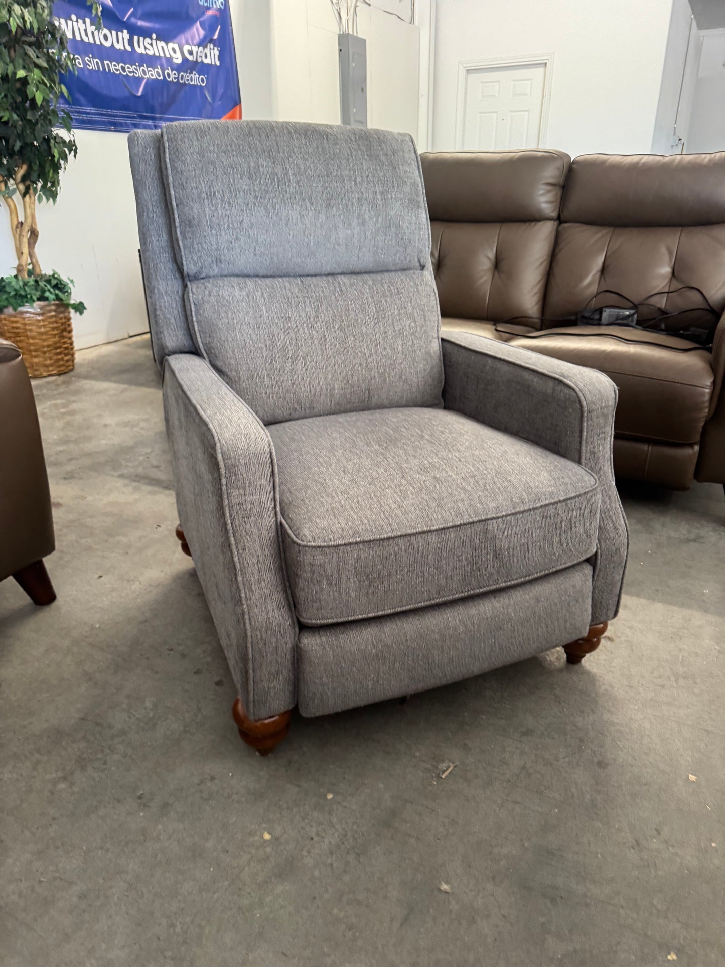 Gray Fabric Pushback Recliner