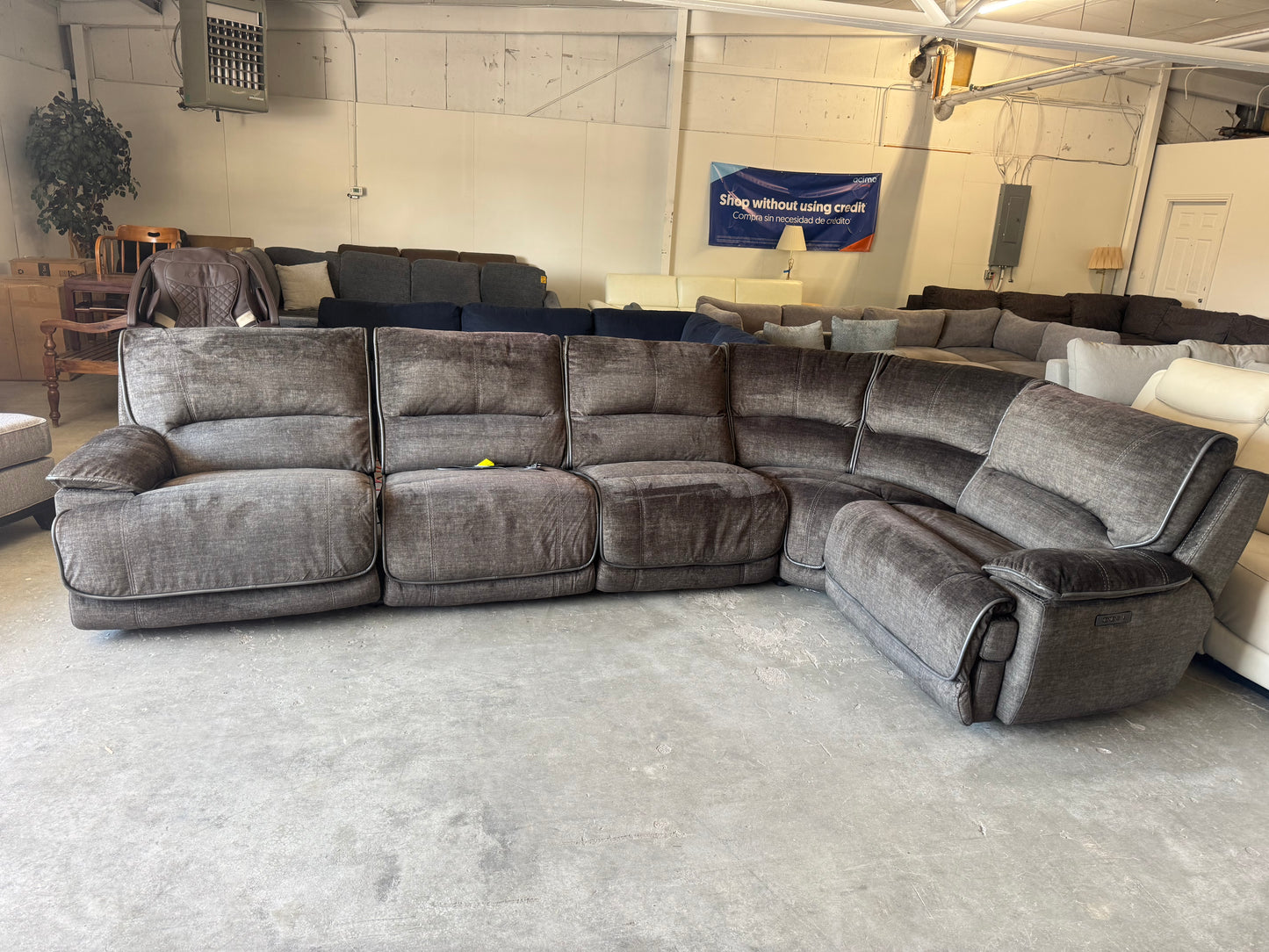 Sage Green Modular U-Shaped Sectional with 3 Pwr Recliners