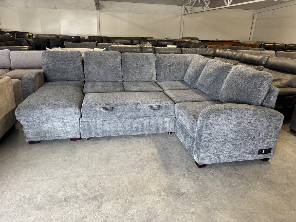 Gray U-Shape Sleeper Sectional with Storage Chaise