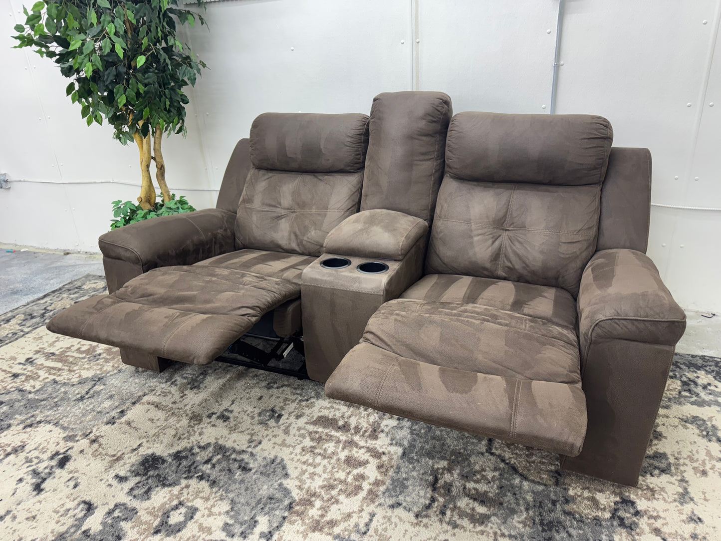 Brown Microfiber Loveseat Recliner