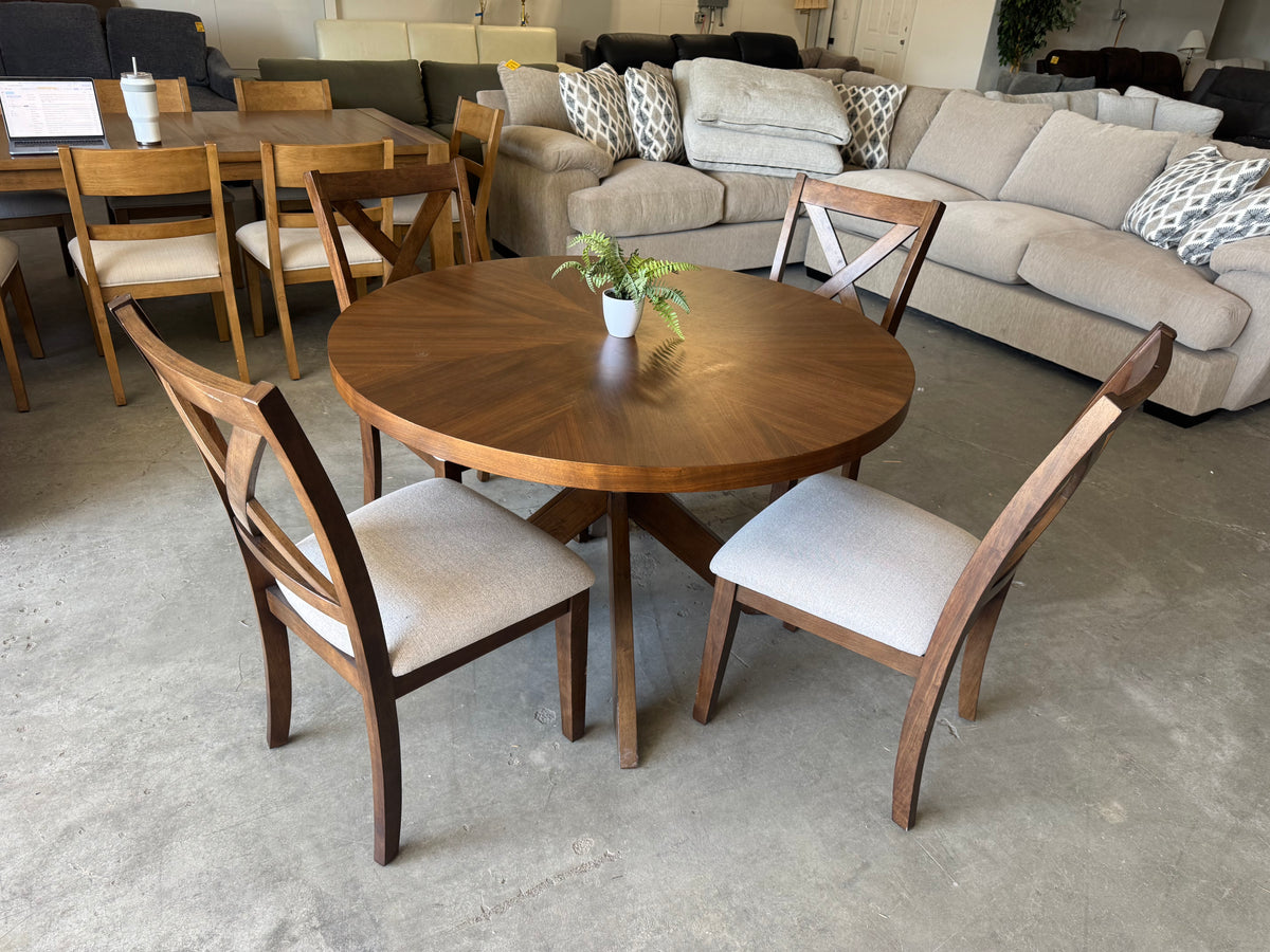5-Piece Round Farmhouse Dining Set