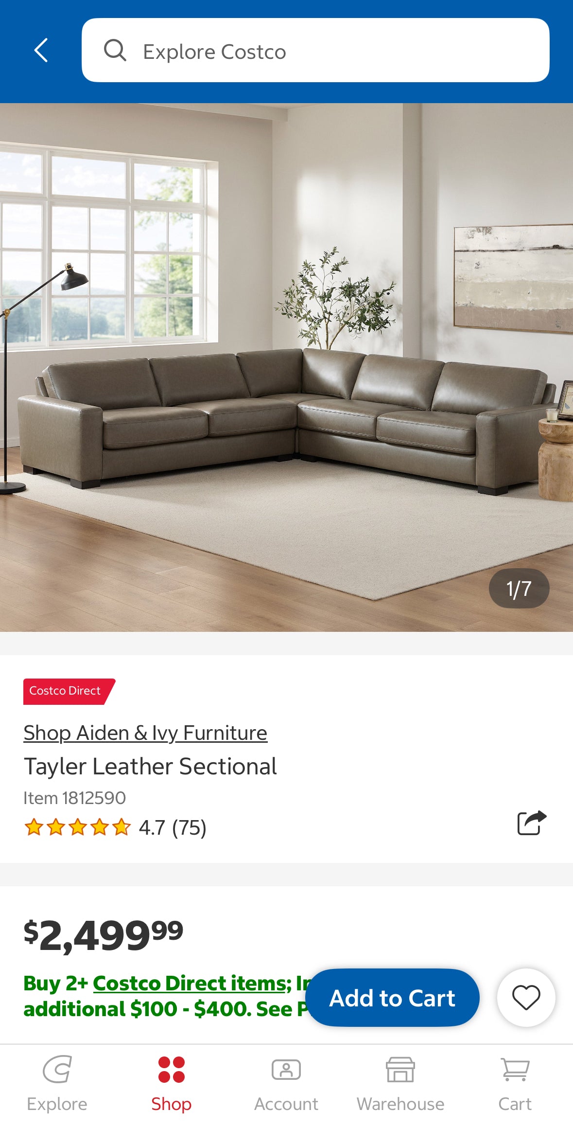 Taupe Leather L Shape Sectional Sofa