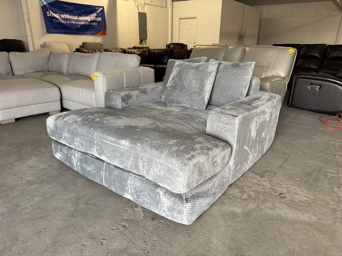 Plush Gray Corduroy Boneless Couch Lounger