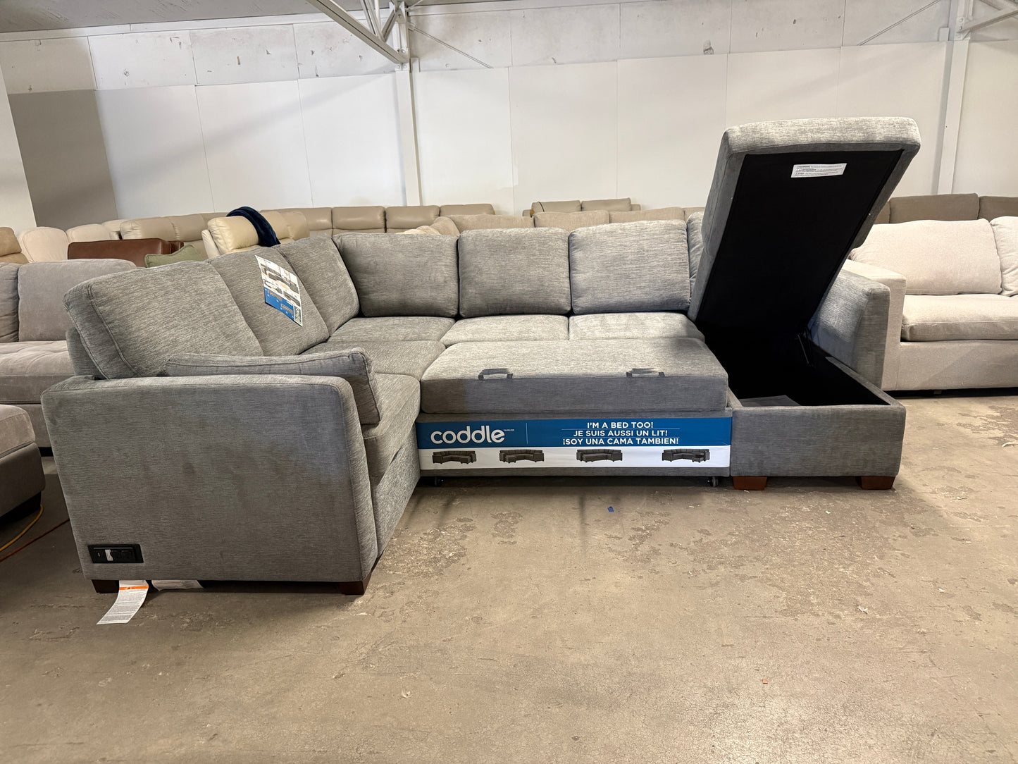 LCoddle Luke Sleeper Sofa w/ Reversible Chaise and Storage