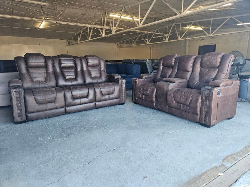 Brown Microfiber Reclining Sofa & Loveseat