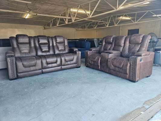 Brown Microfiber Reclining Sofa & Loveseat