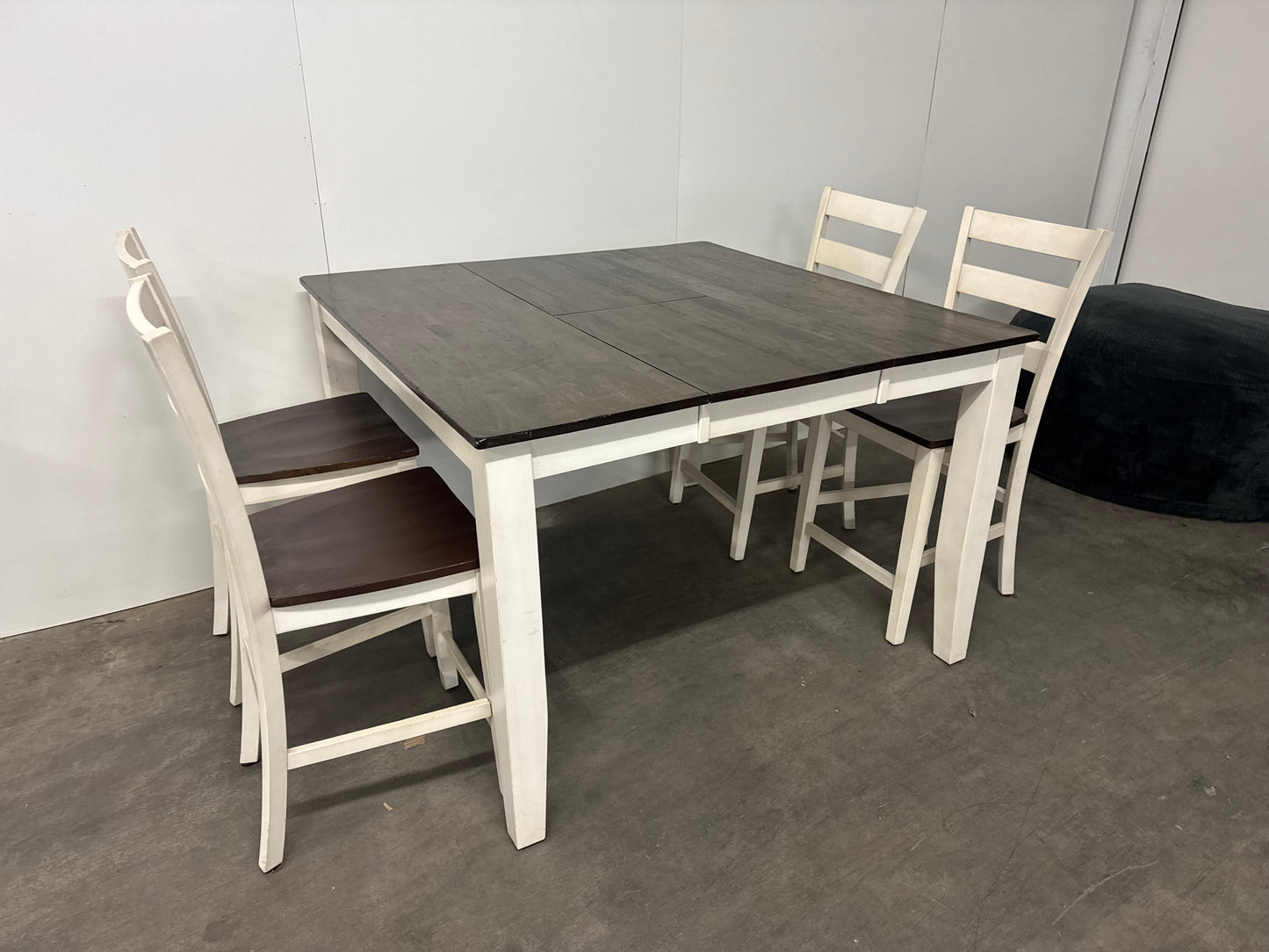 Dining Table – Bar Height Cottage-Style Extendable Table w/ 4 Chairs