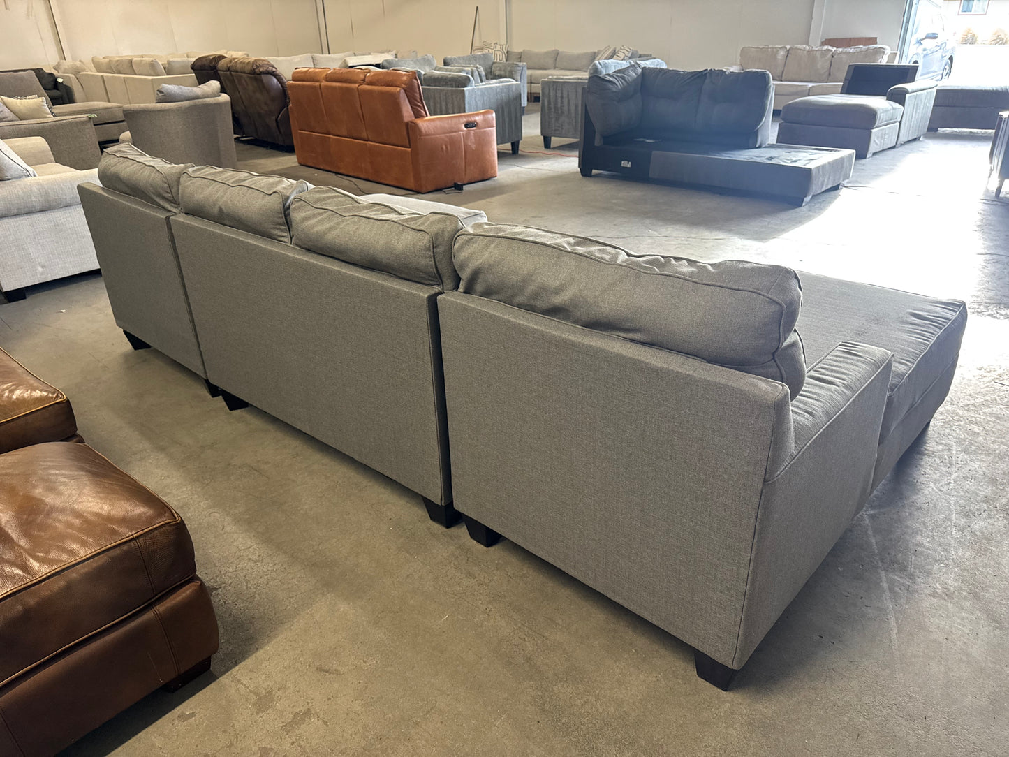 Gray Sectional with Dual Chaise Lounges