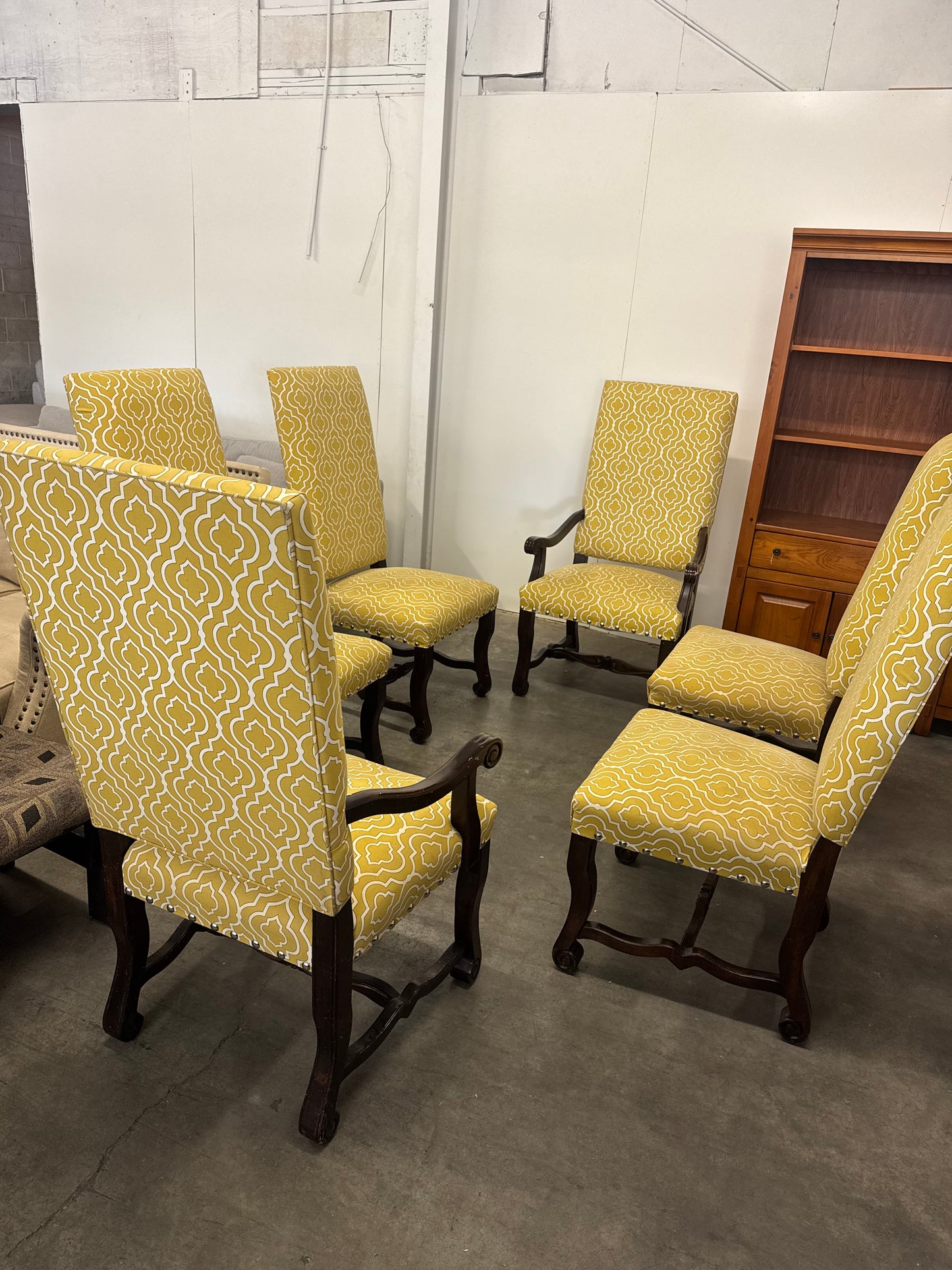 Set of 6 Matching Upholstered Wooden Dining Chairs