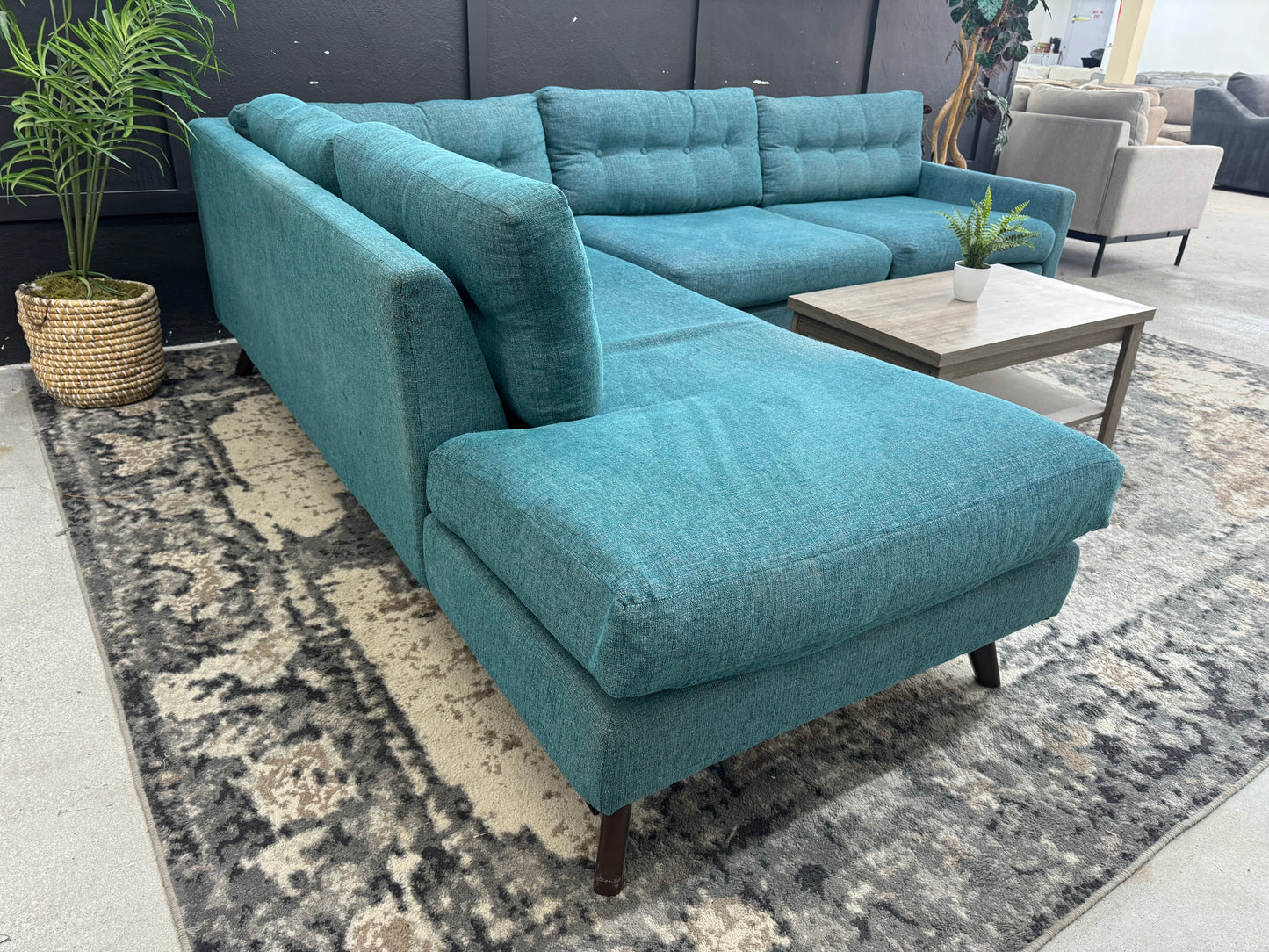 Stunning Turquoise Joybird Hopson Mid Century Modern Sectional Couch