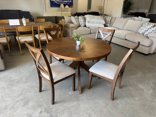 5-Piece Round Farmhouse Dining Set