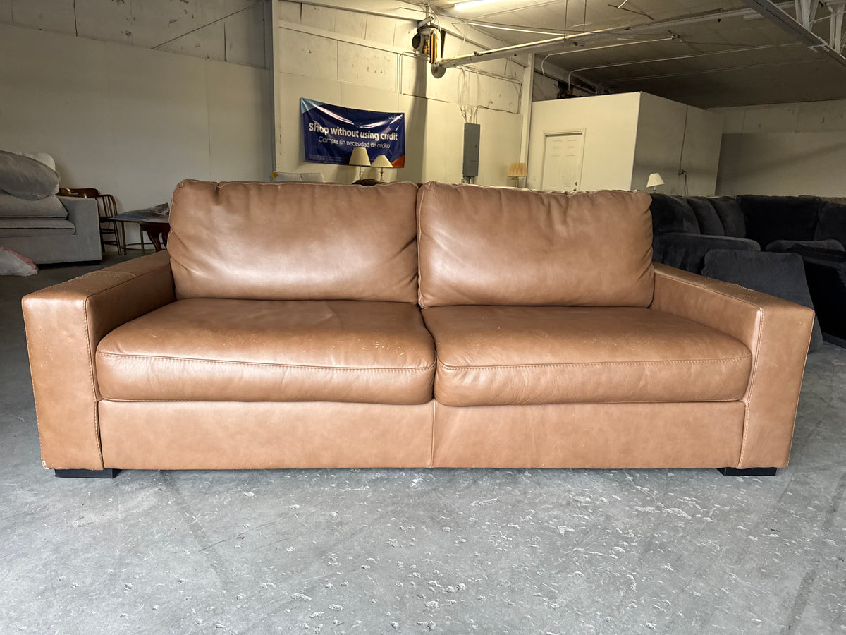 Camel Brown Leather Couch