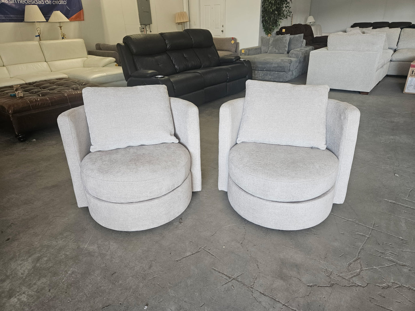 Gray Fabric Swivel Chairs – Set of 2