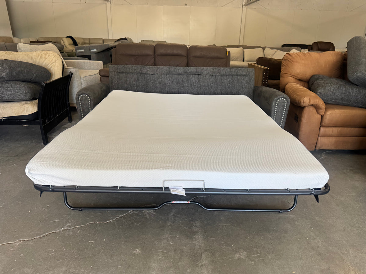 Charcoal Gray Queen Sleeper Sofa with Memory Foam Mattress