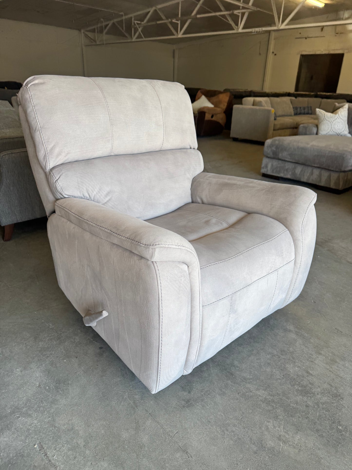 Beige Microfiber Rocking Recliner