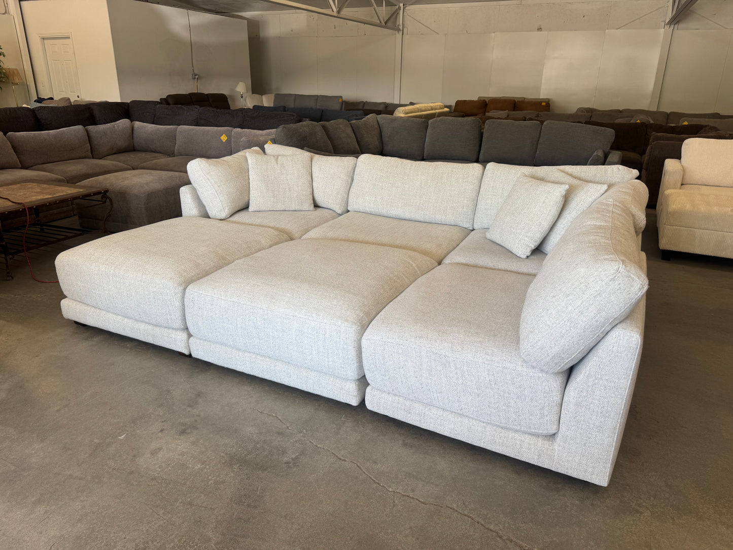 White Modular Cloud Sectional with Dual Ottoman