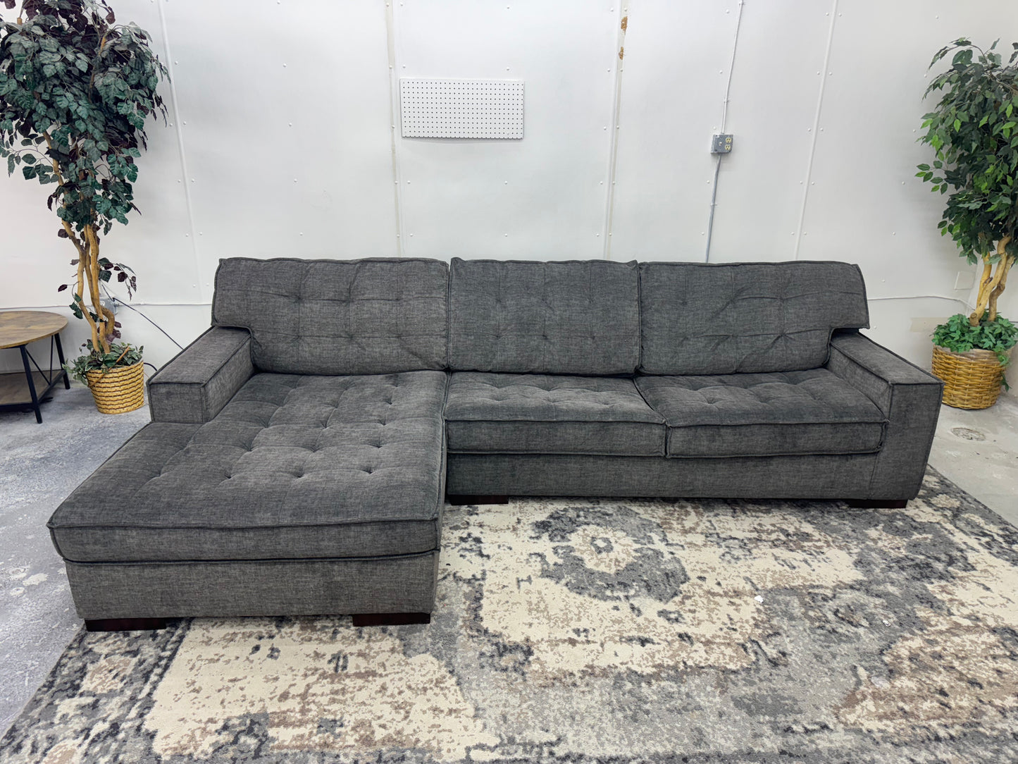 Sage Gray Microfiber L-Shape Sectional Couch