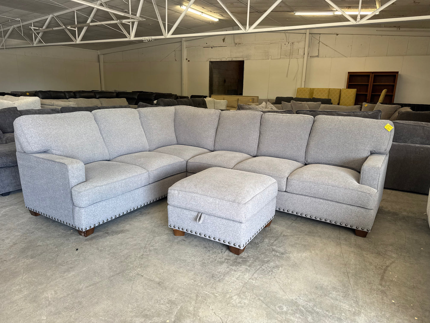 Gray L Shape Sectional with Storage Ottoman