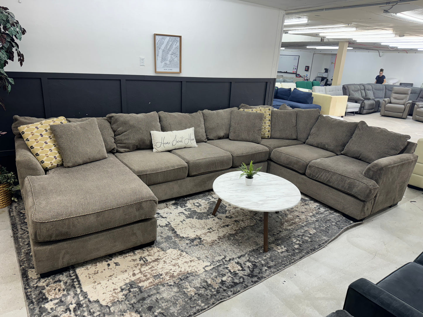 GIGANTIC Brown U Shape Sectional Couch