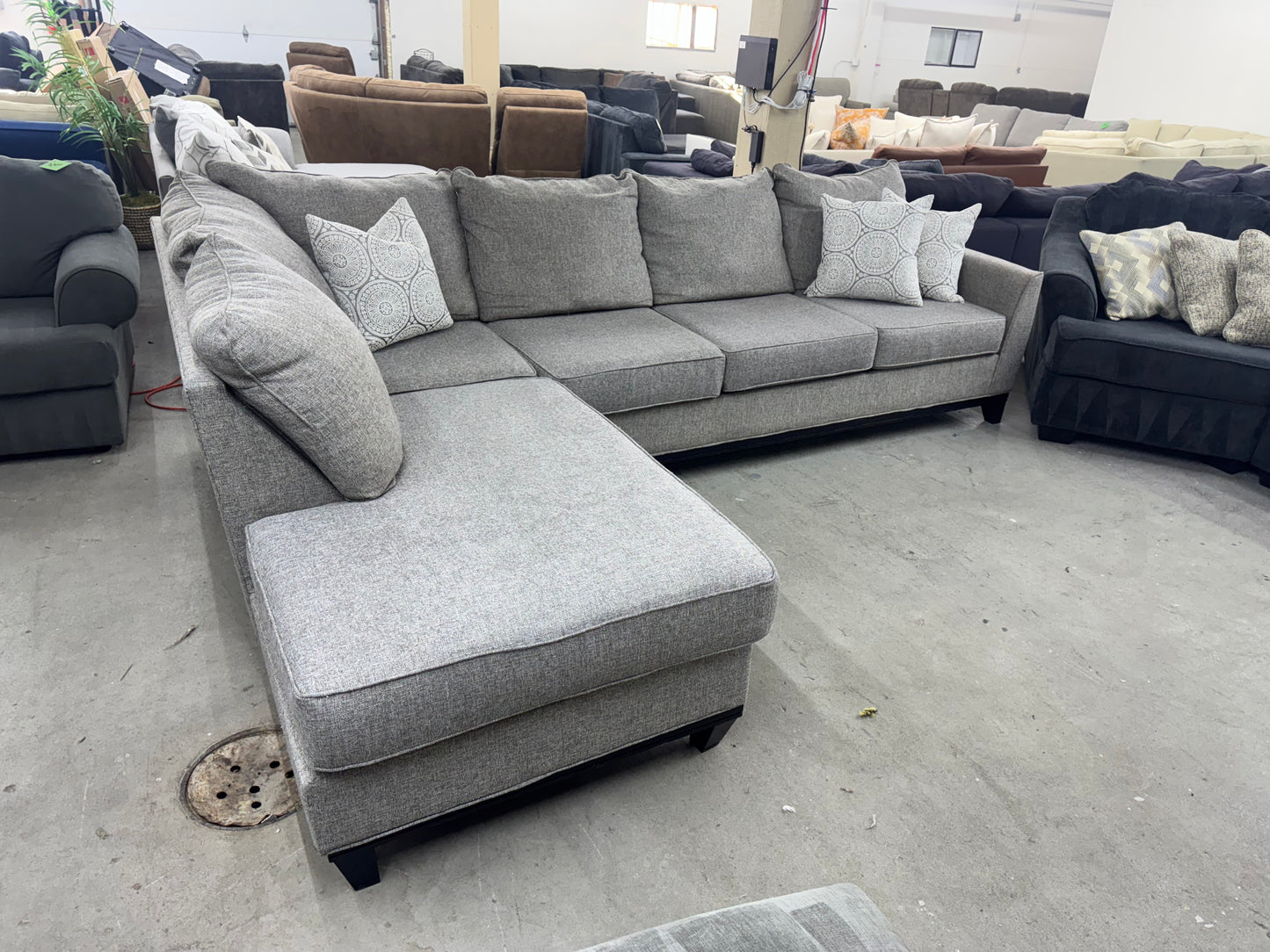 Large Light Gray L Shape Sectional Couch