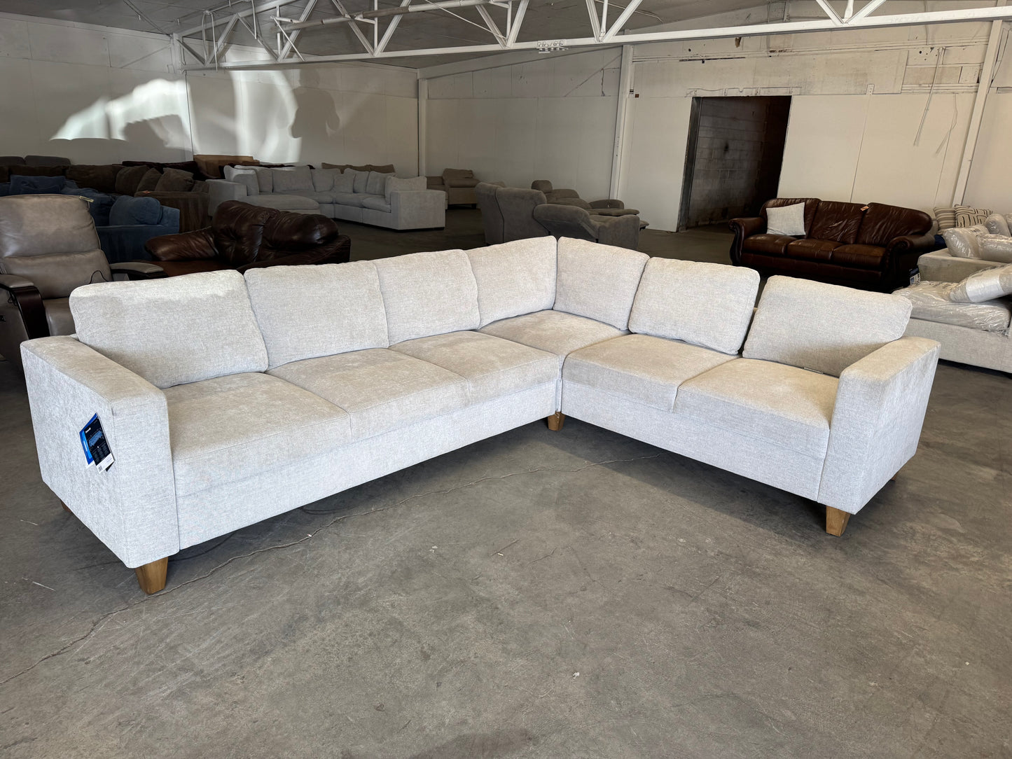 Beige L-Shape Sleeper Sectional with Pull-Out Bed