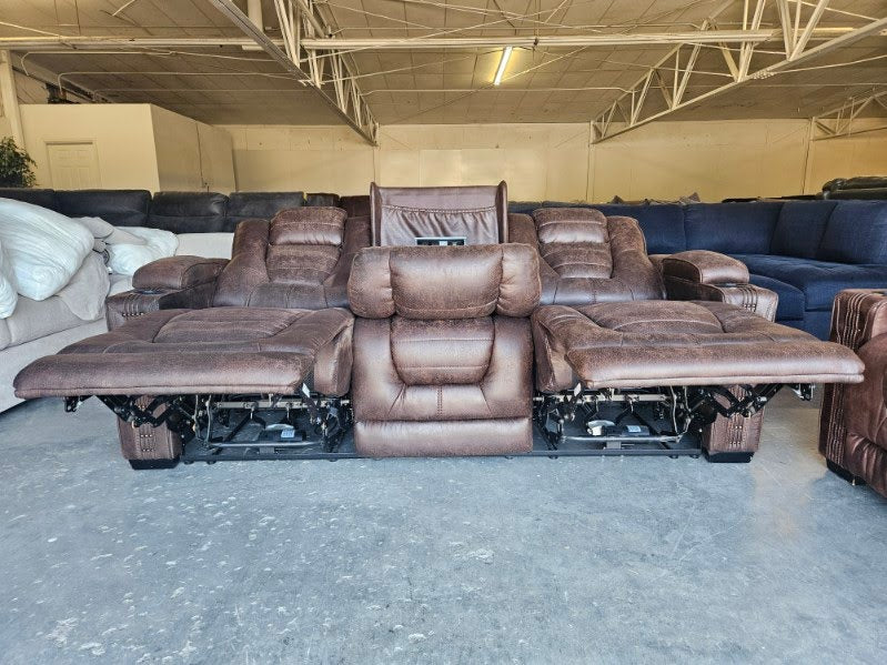 Brown Microfiber Reclining Sofa & Loveseat