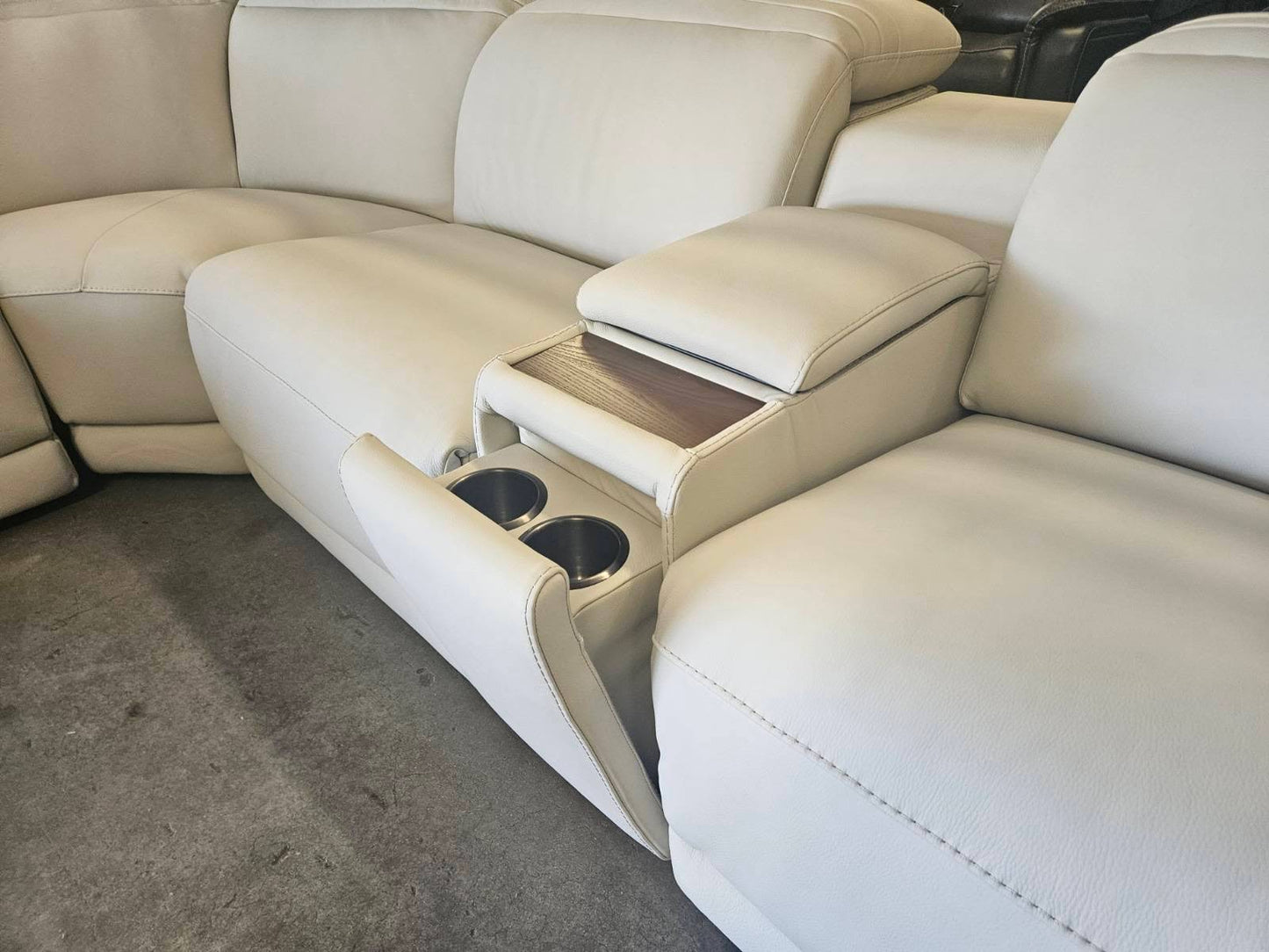 Like New Aiden & Ivy Karson White Leather Power Reclining Sectional