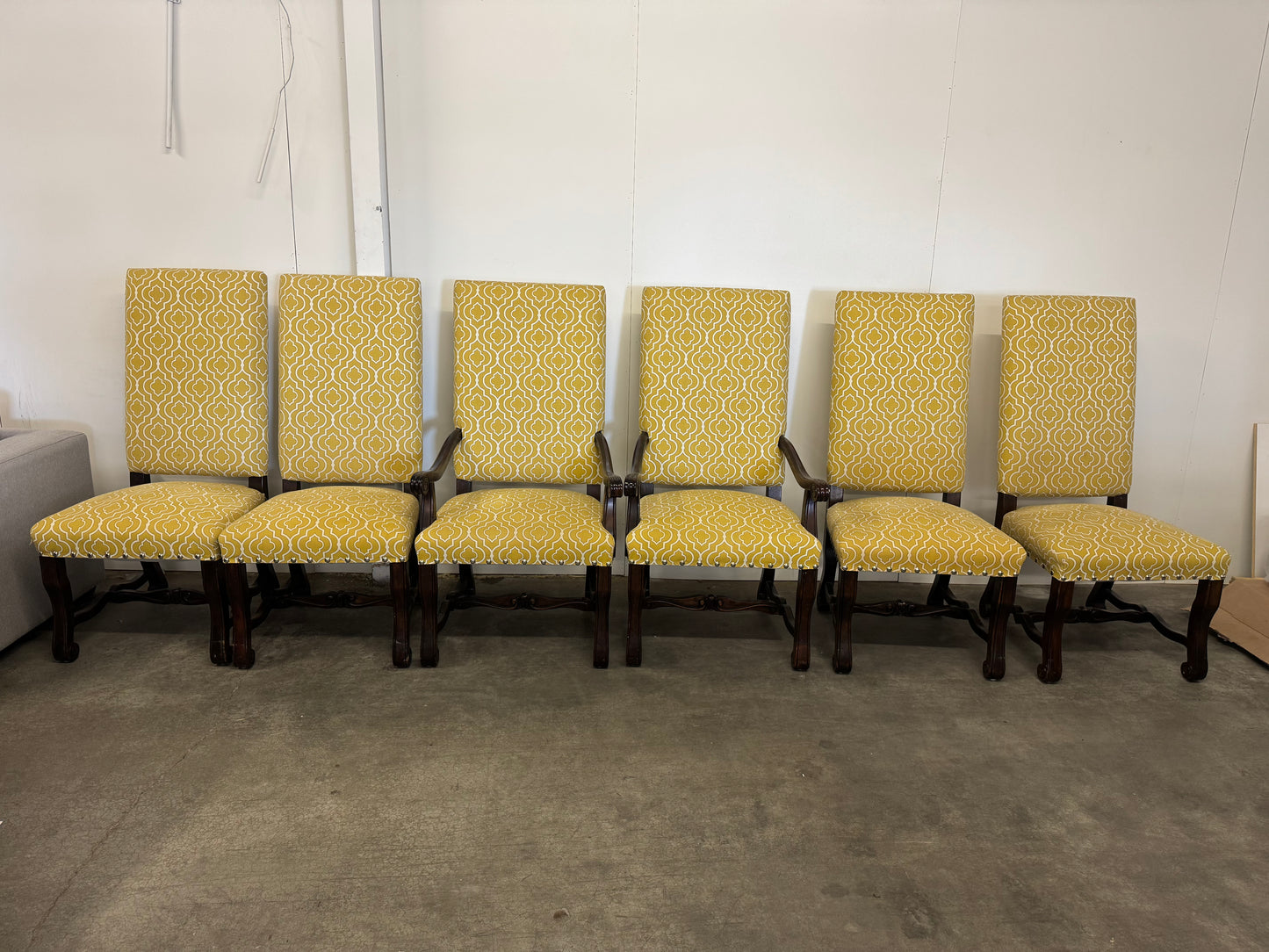 Set of 6 Matching Upholstered Wooden Dining Chairs