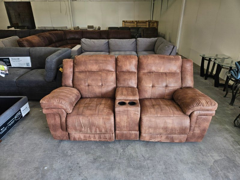 Reclining Loveseat - Brown Microfiber Dual Rocking Recliner