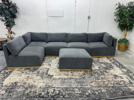 Gorgeous Gray 6-Piece Modular Mid Century Modern Sectional Couch