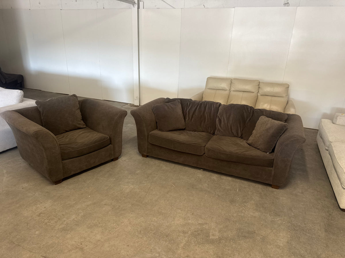 Charcoal Gray Couch & Oversized Armchair Set