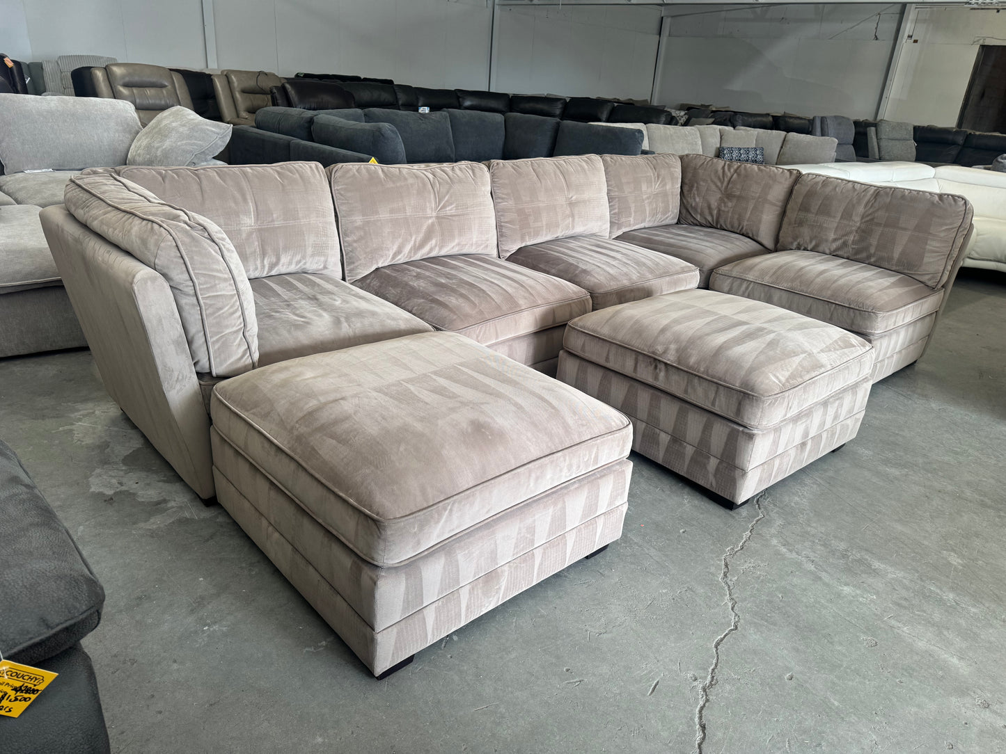 Tan Microfiber Modular 7 Piece Sectional Sofa