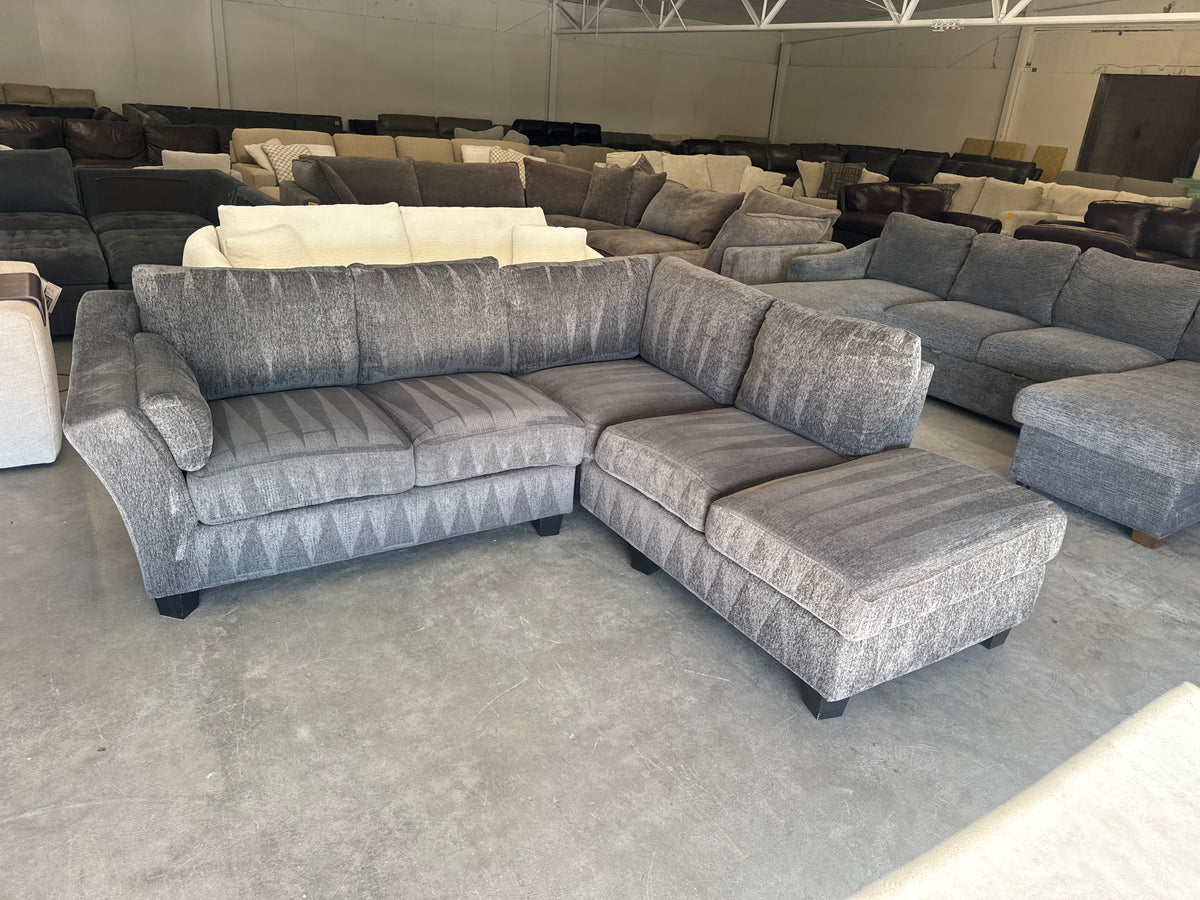 Charcoal Gray L-Shaped Sectional with Chaise Lounge
