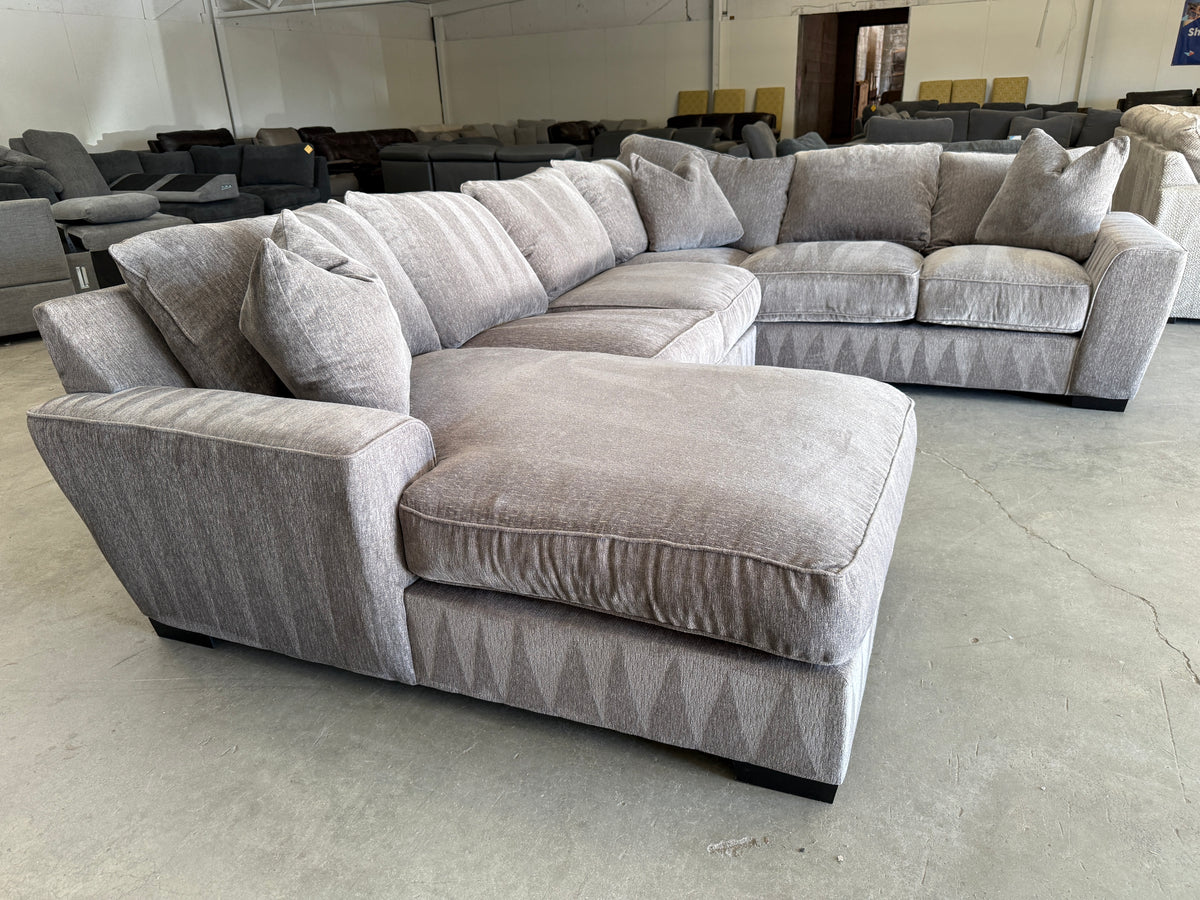 Taupe Down-Filled U-Shaped Sectional – Like New