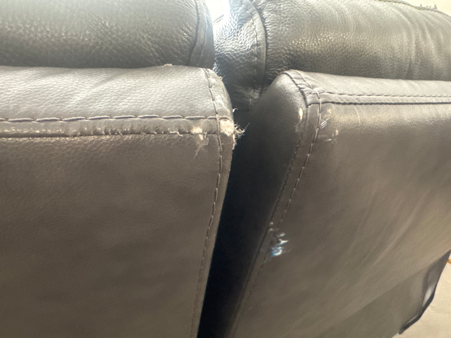 Dark Gray Leather 6-Piece Power Reclining Sectional w/ Power Headrests