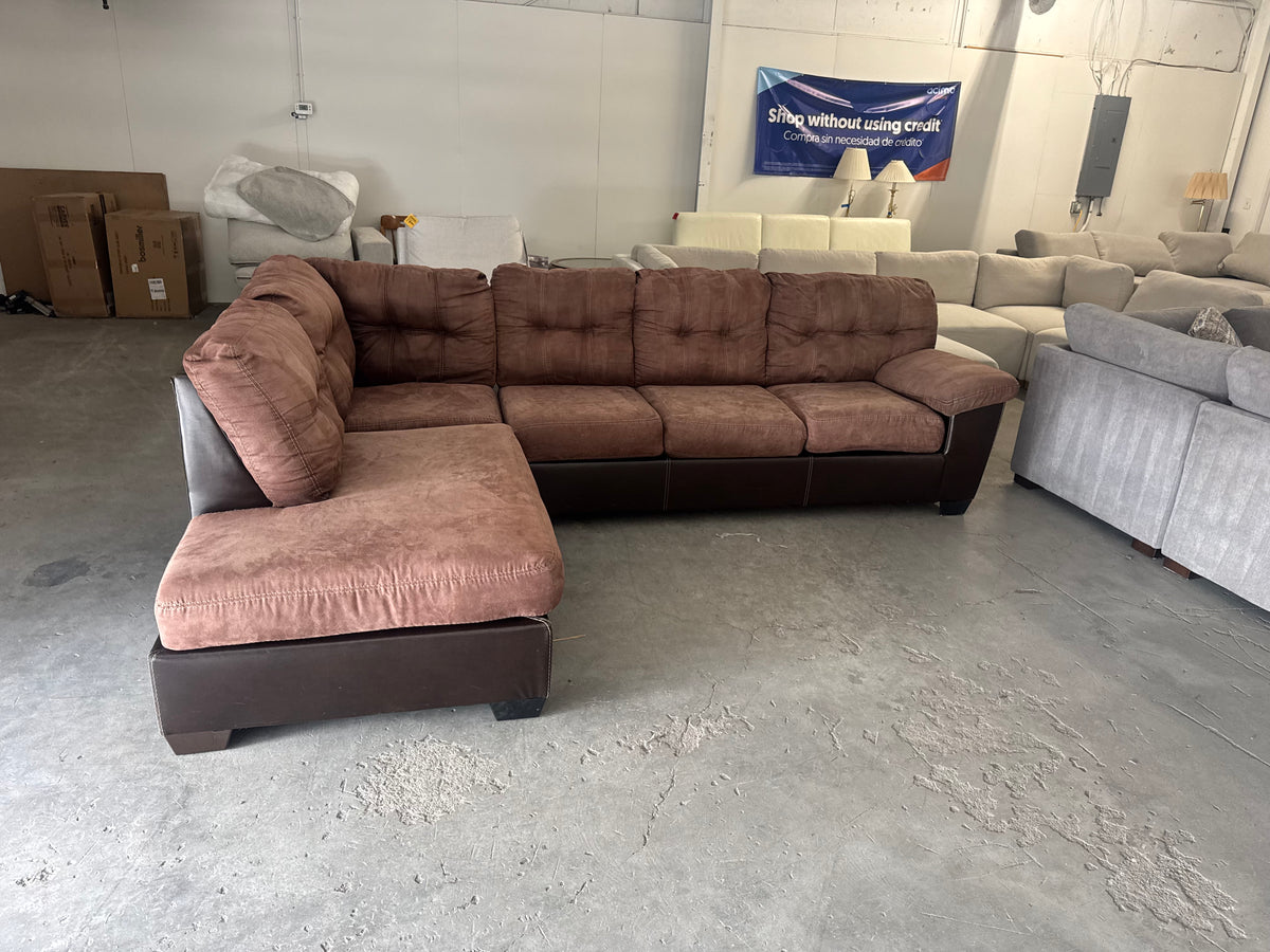 Brown Microfiber L-Shaped with Chaise
