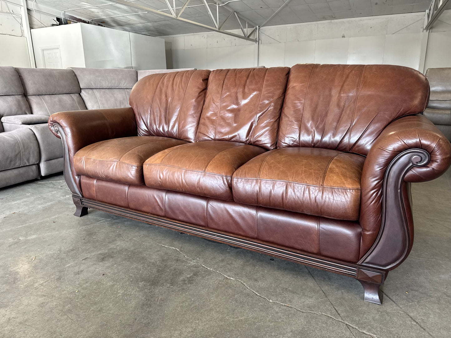 Brown Leather Sofa by Rapallo Leather Company