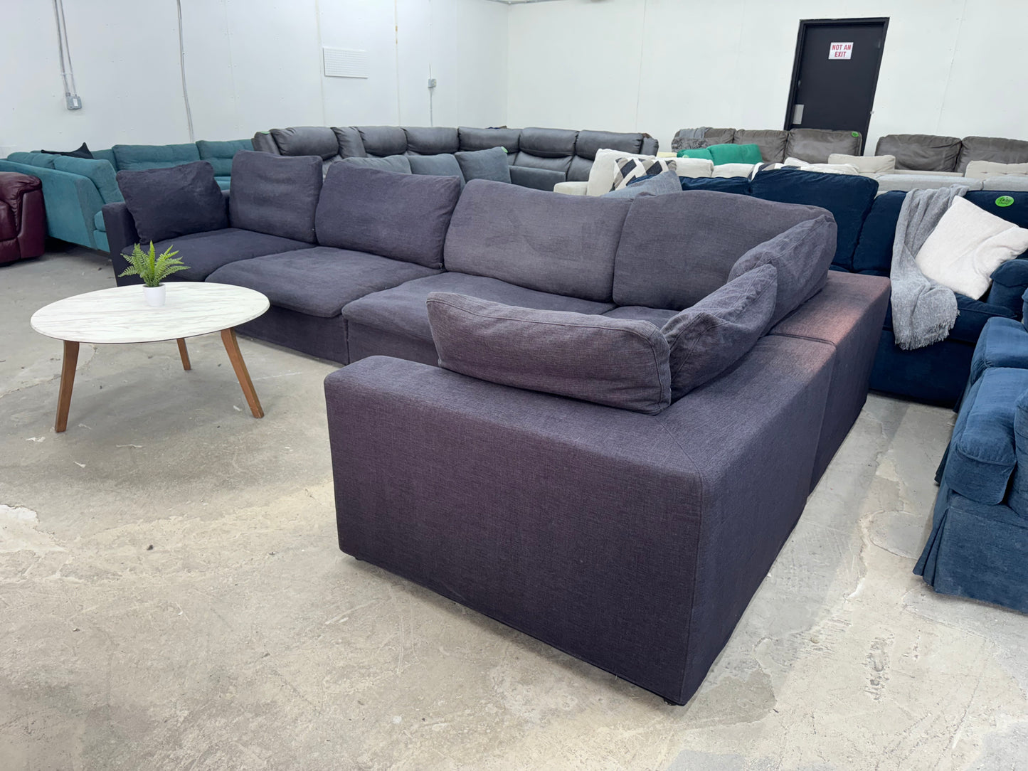 Gigantic Navy Blue Modular 5 Piece Cloud Sectional Couch