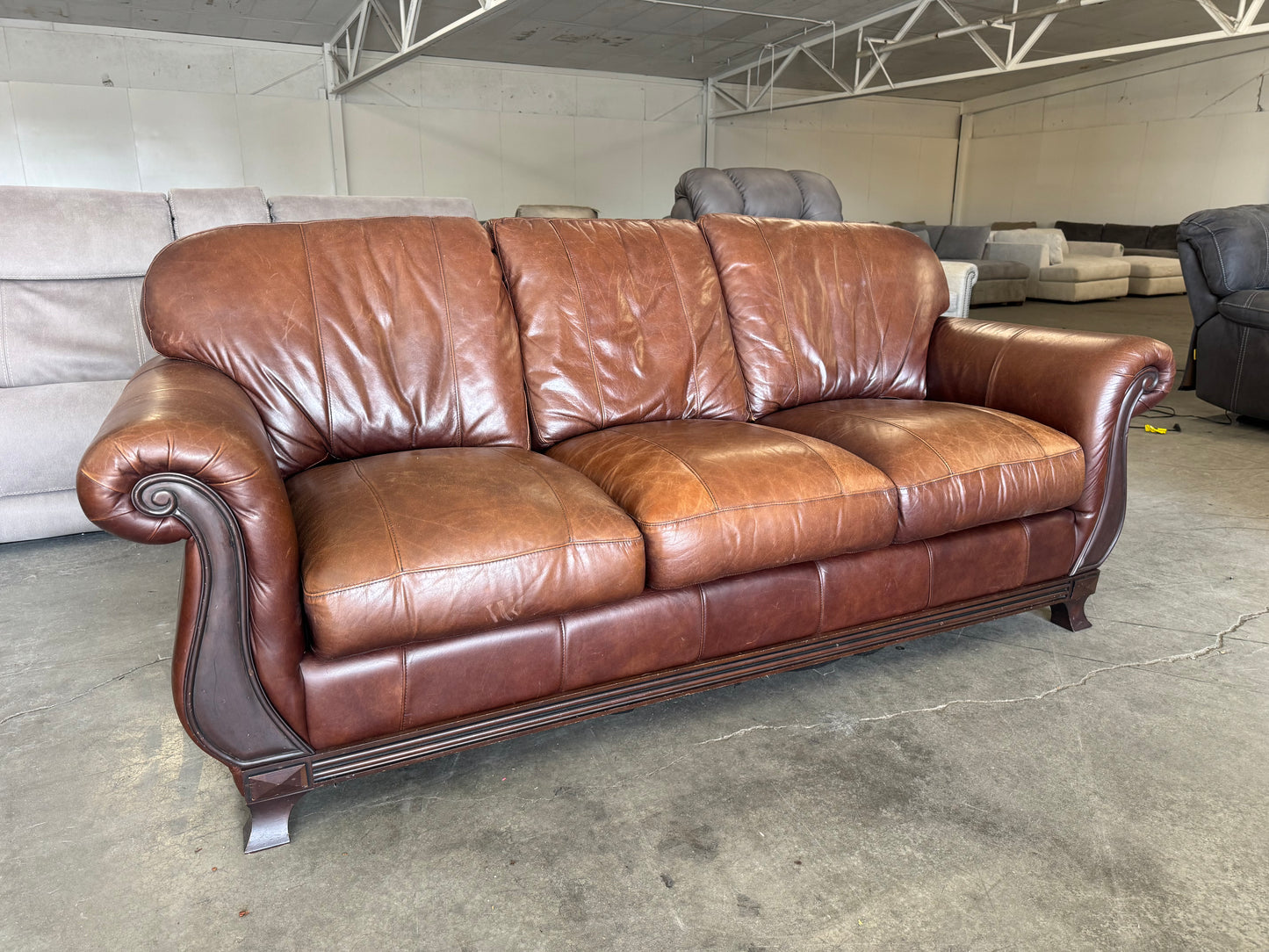 Brown Leather Sofa by Rapallo Leather Company
