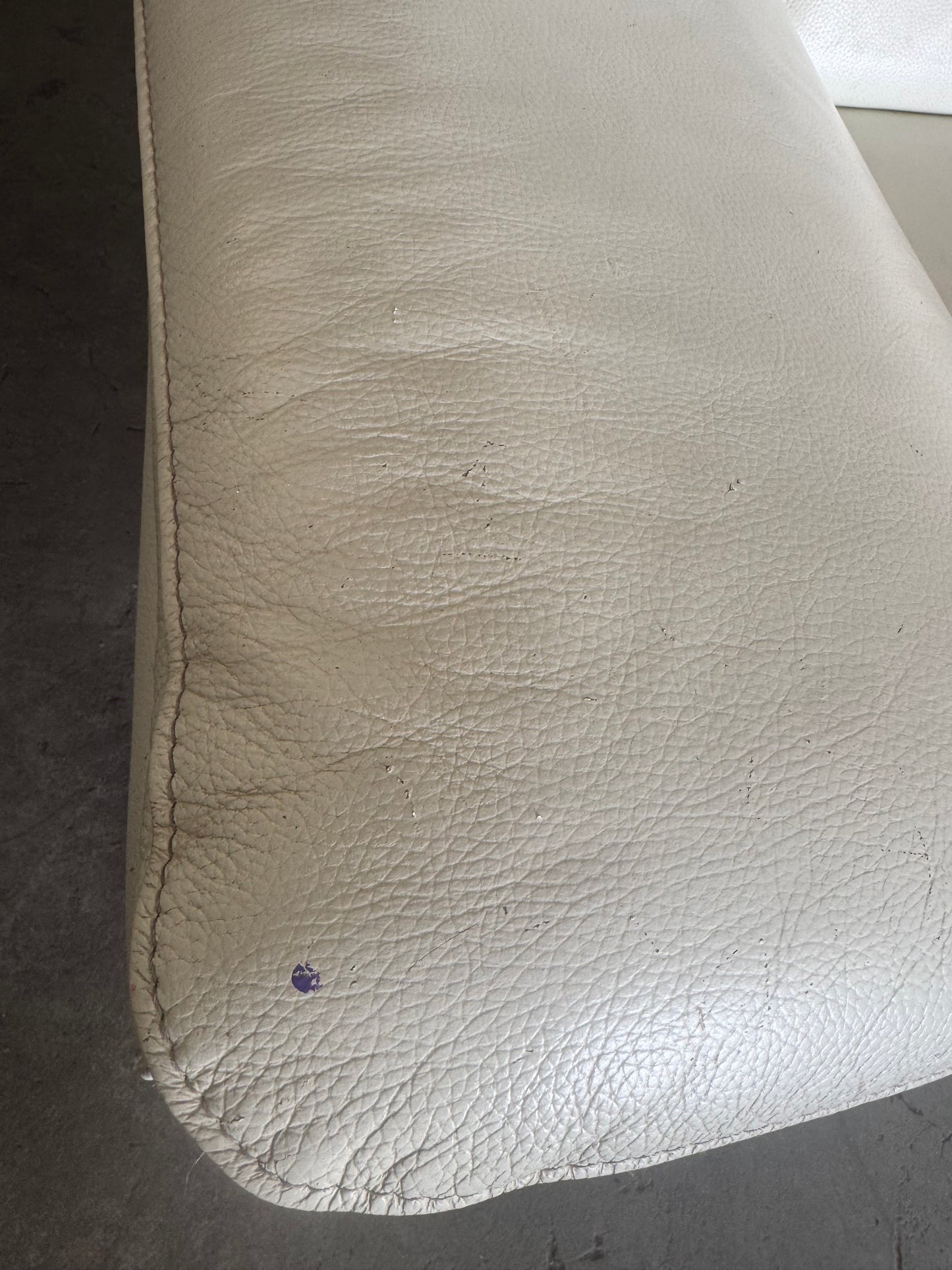 White Mid Century Modern Leather Chaise Sectional